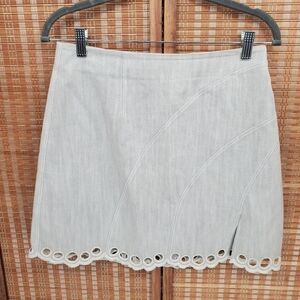 Moonray Gray Denim Bead Accented Mini Skirt Size 2